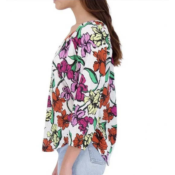 Roller Rabbit Jorales Lucy Top Iris Floral Red Purple Yellow Green, X-SMALL NWT - Picture 11 of 12